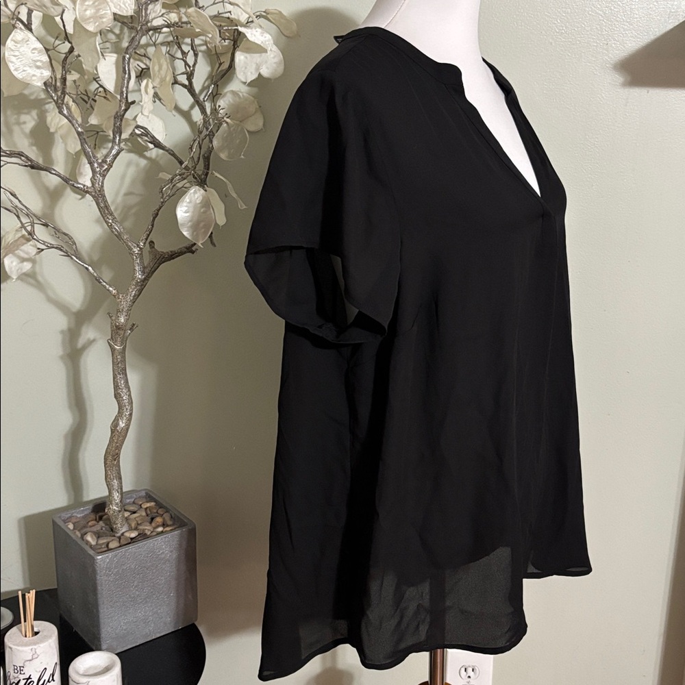 Torrid Black V Neck High Low Plus Size Blouse - Picture 3 of 6